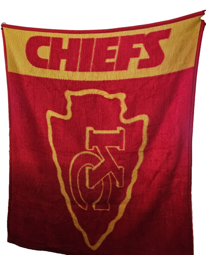 Vtg Biederlack Blanket Throw Kansas City Chiefs NFL Football 52X46 USA Made - Picture 1 of 5