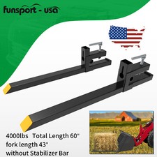 43" 4000lb Clamp on Bucket Pallet Forks Tractor Loader Skid Steer Attach 60''