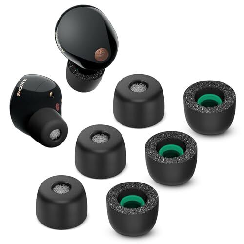 Memory Foam Tips for Sony WF-1000XM5 with Dust Mesh, Anti-Slip Replacement Ea...
