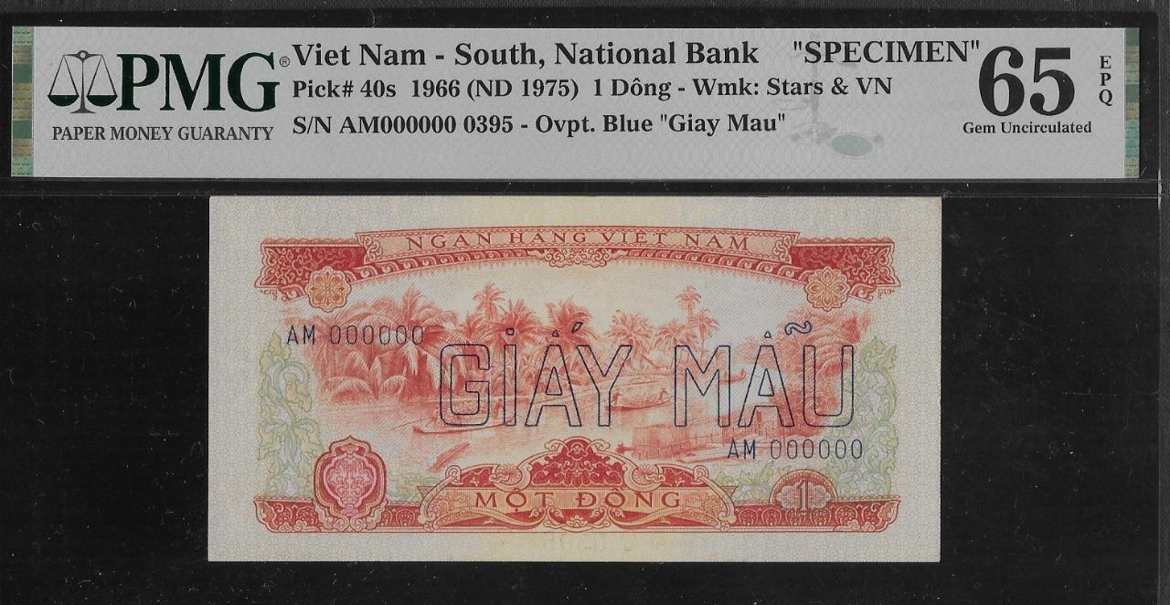 South Vietnam P-40s 1 Dong 1966 (1975) Specimen PMG 65 EPQ