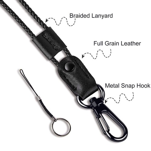 Neck Lanyard Braided Leather badge Lanyards Adjustable Length Long Strap USA - Bild 5 von 16