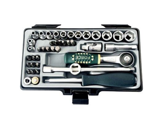 FORCE 2421 42pc 1/4" Dr. Socket & Accessories Set: Ratchet, Socket, Extension - Picture 2 of 11