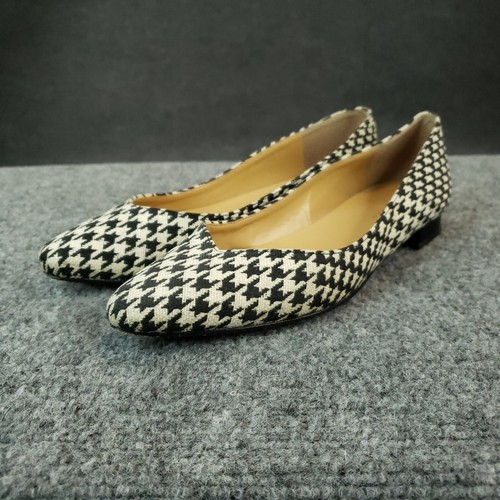 Talbots Flats Shoes Womens Size 8.5 Black White Houndstooth Casual Pointed Toe - Picture 12 of 14