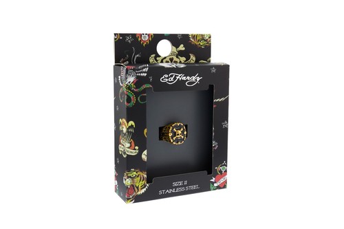Ed Hardy Men's Stainless Steel Silver Pirate Skull & Crossbones Ring Size 11 - Picture 3 of 3
