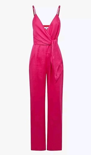 BNWT REISS HOT PINK LINEN BELTED JUMPSUIT UK SIZE 12 - Picture 5 of 5