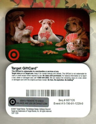 Target Card Dog TARGET Dogs Playing Poker ( 2007 ) Gift Card ( $0 ) | eBay