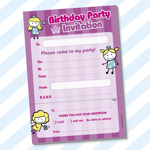 20x Childrens Kids Birthday Party Invitations Invites Pads Blank Boys Girls - Picture 16 of 38