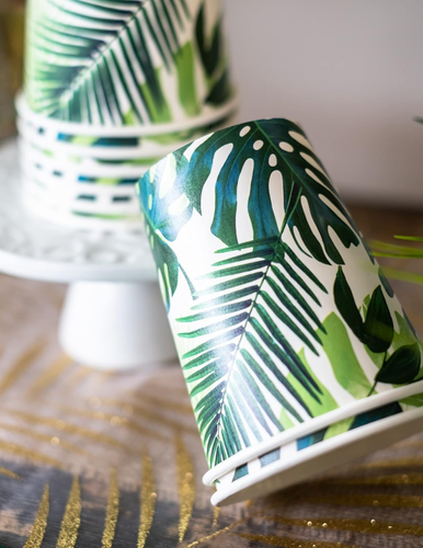 8Pk (250Ml/9Oz) Tropical Paper Party Cups | 'HOME' Recyclable Disposable , Eco-F - Picture 4 of 12