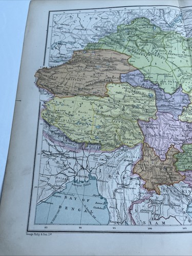 1910: Map Of China & Japan With Korea Political Railway PSA #30 Vintage Print C - Picture 3 of 11