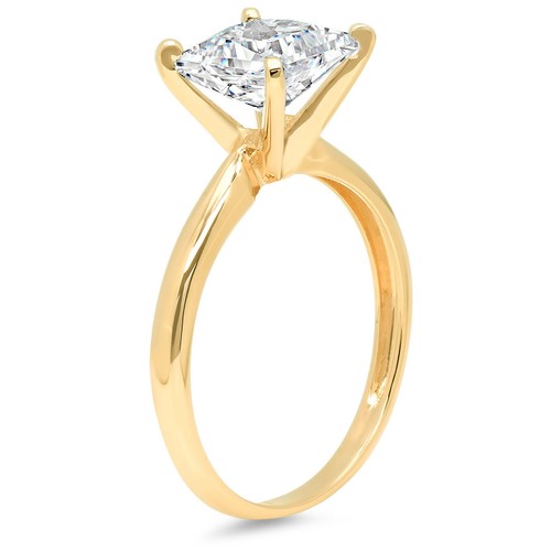 2.85 ct Princess CUT SOLITAIRE ENGAGEMENT Promise Bridal Ring 14K Yellow gold - Picture 7 of 11