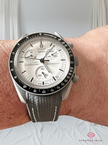 NEW IN 20MM Grey Strap For Omega X Swatch 1965 Moonswatch Speedmaster Edition - Picture 2 of 4