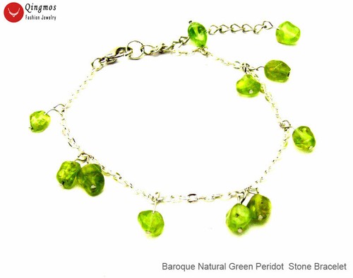 8mm Baroque Floating Natural Green Peridot Bracelet for Women Jewelry 7-9'' - Picture 1 of 25
