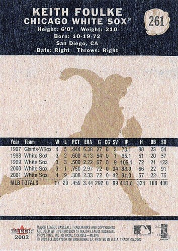 2002 Fleer Tradition Baseball #261 Keith Foulke - Picture 2 of 3