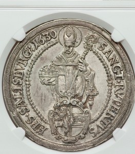Austrian-States-Bishophric-of-Salzburg-Paris-von-Lodron-Silver-Taler-NGC-AU58