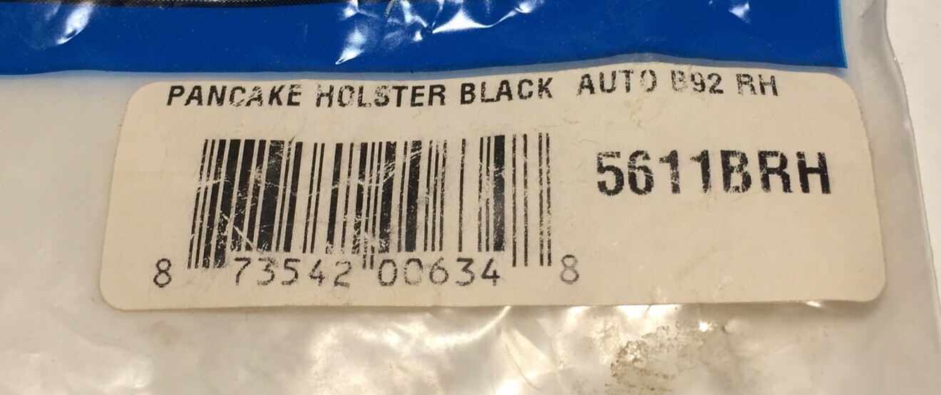 Dutyman Pancake Pistol Holster Black Leather Auto B92 RH 5611BRH