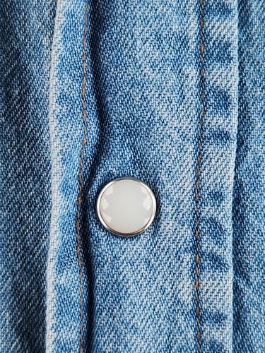 Wrangler Denim Short Sleeve Pearl Snap Up Shirt Cotton Medium Pockets Western - Imagen 9 de 16