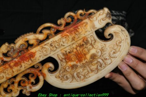 Ancienne hache visage de bête dragon de jade dynastie chinoise 12,6