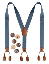 Suspenders for Men Button End Adjustable Y-Back Elastic 47'' Adults Dustyblue