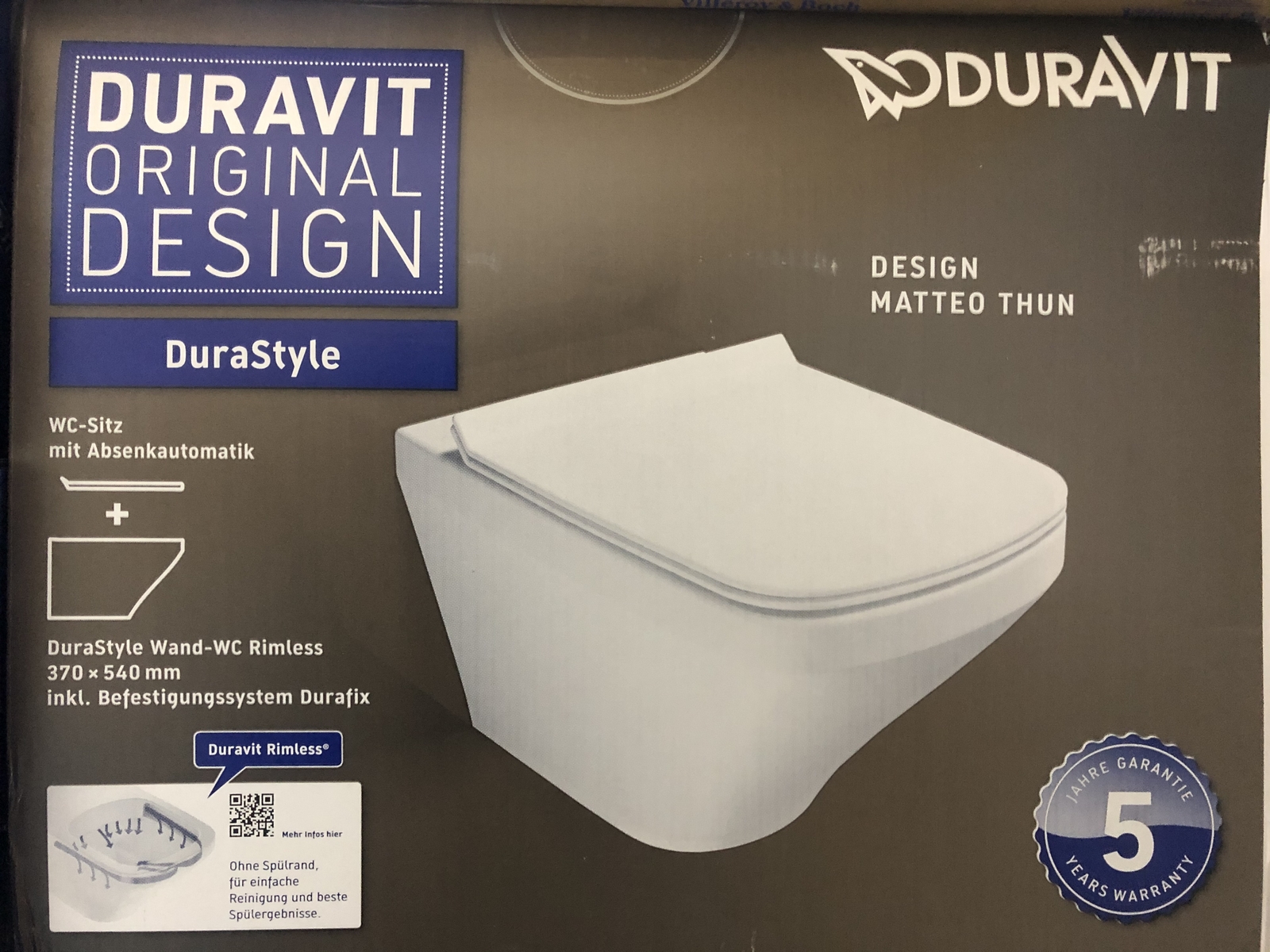 DURAVIT DURASTYLE SQUARE RIMLESS WALL HUNG TOILET WC WITH SOFT CLOSING SEAT  2in1 | eBay