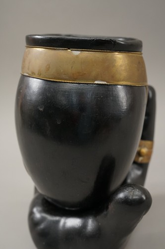 Ceramic Mid Century Head In Hand 2 Piece Figural Vase Urn Holder Metal Accents - 第 15/18 張圖片