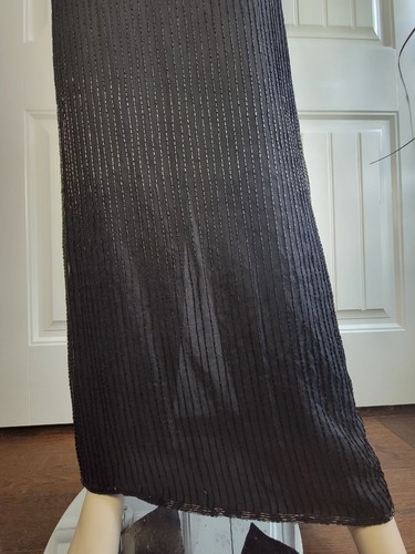 vintage 80s 90s Scala fully beaded black full length evening gown cocktail dress - Picture 4 of 11