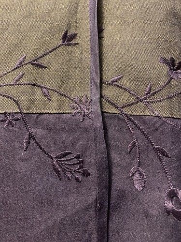 Talbots 6 Olive Green Linen Silk Embroidered Jacket Silk Hem and Trim - Picture 5 of 5