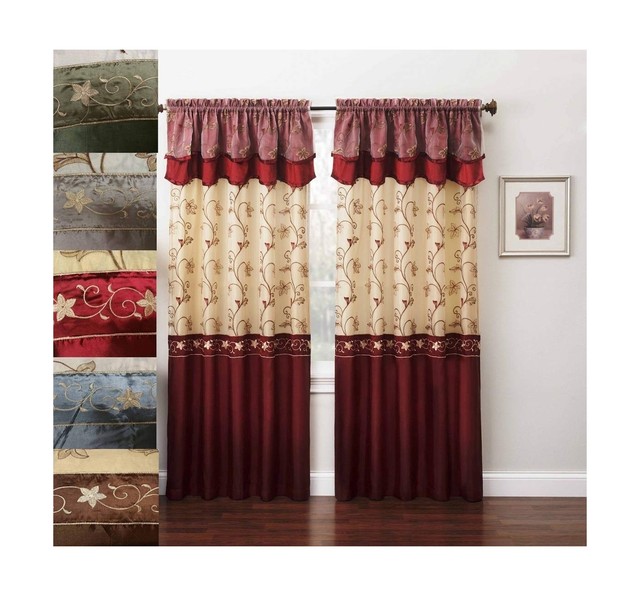 Fancy Collection Embroidery Curtain Set 1 Panel Drapes With