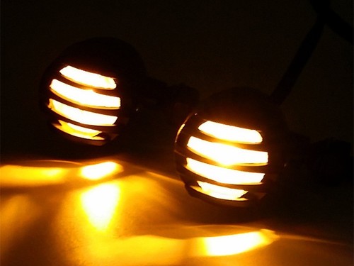 BLACK Grille Bullet TURN SIGNALS For Honda Kawasaki Suzuki Yamaha Cafe Racer VTX - Picture 5 of 8