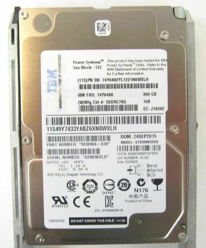 IBM 1953 300GB 15k RPM SAS SFF-2 (AIX/Linux) 74Y6498 00E8661 00FX392 74Y6494/ - Picture 3 of 3