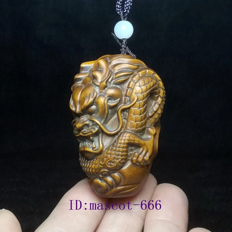 Estatua de dragón largo tallada a mano de boj japonés adorno antiguo regalo coleccionable Foto 3 de 4