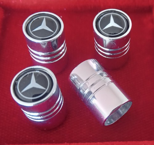 LOT 4 BOUCHON DE VALVE CHROME LOGO MERCEDES - ENVOI DE FRANCE EN SUIVI