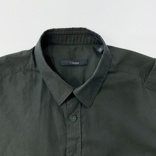 Z Zegna Herren Army Green Button Up Shirt Military Shoulder 41/16 Large L - Bild 2 von 8