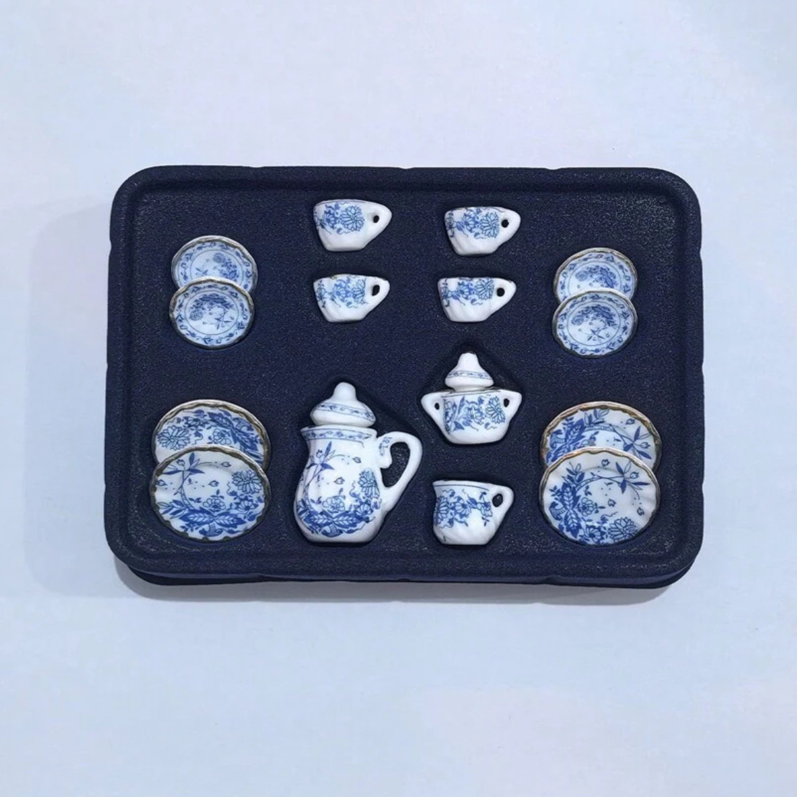 15pc Vintage Miniature White Porcelain Tea Set Pot Cup Plate for Tableware House