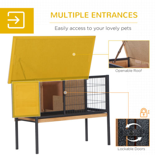 Outdoor Rabbit Hutch Indoor Elevated House Bunny Cage Small Animal Habitats - Picture 13 of 16
