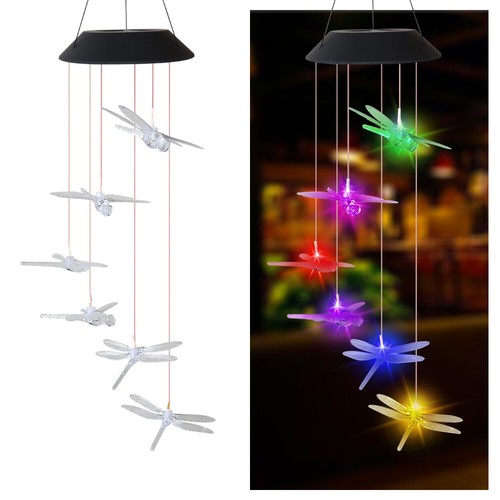 Large LED Solar Outdoor Lights Colorful Wind Chimes Gift Yard Garden Home Decor - Bild 116 von 129