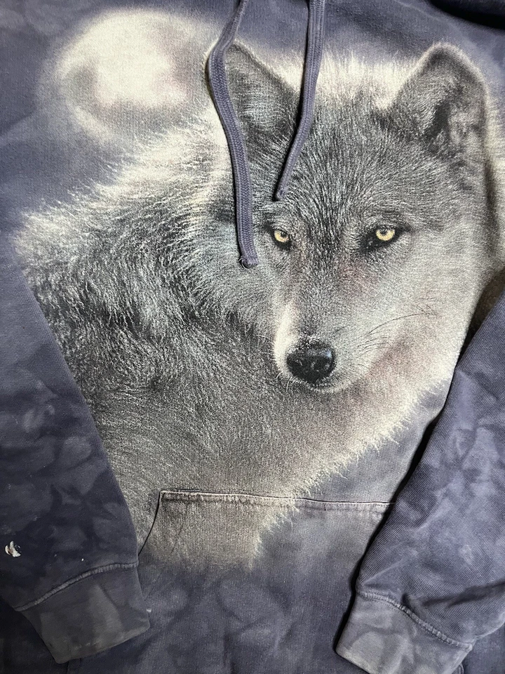 Suéter para Hombres The Mountain Wolves S Sudadera con Capucha Mármol Teñido Púrpura Suelto Foto 2 de 4