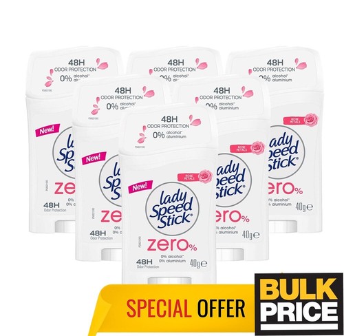 Lady Speed Stick Zero Rose Petals Deodorant Stick Alu-Free 40g 6-Pack Bulk Deal - Picture 5 of 6