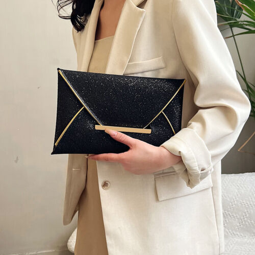Women Luxury Shiny Clutch Solid Color Glitter Party Bag Female Outdoor Wallet - Picture 6 of 33