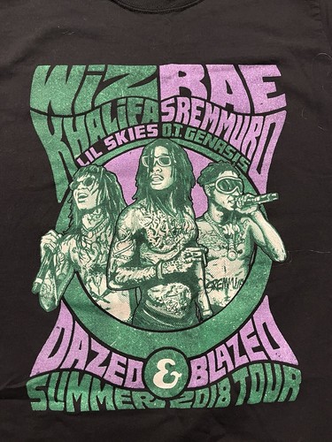 Wiz Khalifa Dazed & Blazed Men’s Size Med Rap T-Shirt 2018 Summer Tour Music - Picture 2 of 5