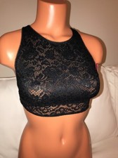 Bralette - Wireless Hi Neck X Back Lace - Black -size small NWT xhilaration 