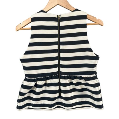 Dolce Vita Lysia Peplum Top Womens Black White Silky Stripes Sleeveless Size S - Picture 2 of 8