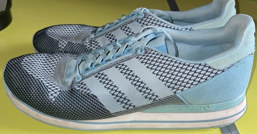 MENS Size 12 Adidas Trainers ZX 500 Weave Aqua Blue Good Condition - 第 3/7 張圖片