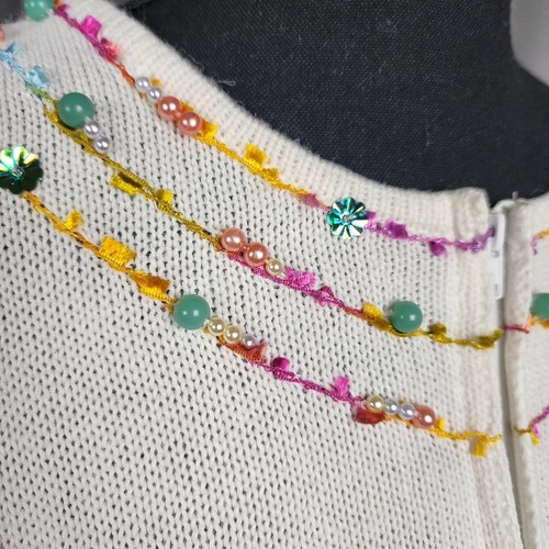 Vtg Storybook Knits Cardigan Sweater L Fairy Butterfly Jewels Embroidered 3D Art - Picture 13 of 18
