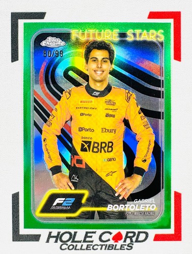 Gabriel Bortoleto 2024 Topps Chrome Formula 1 F1 F2 #28 Green Refractor 80/99