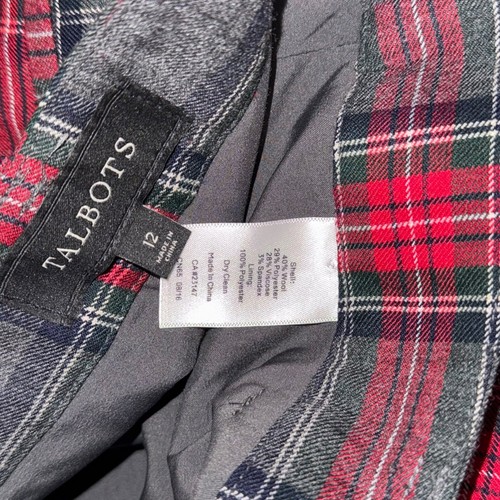 Talbots Womens Red Tartan Plaid Ankle Pants Size 12 Wool BOHO Preppy Grunge - Picture 3 of 10