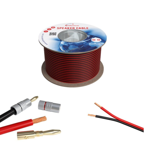 50 Fuß Lautsprecherkabel 14 AWG 14/2 Stärke CL3 bewertet Wand Bulk Audiokabel schwarz/rot - Bild 2 von 10