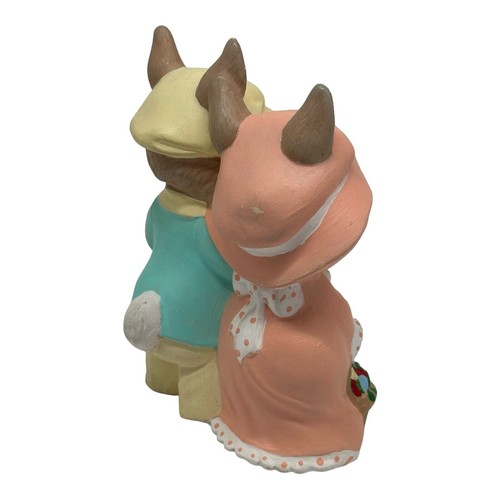 Vintage Ceramic Bunny Rabbits Figurine Boy And Girl Bunny Hand Painted  Easter - Picture 8 of 13
