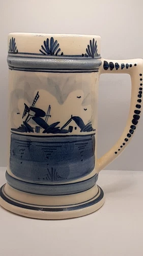 DELFT Handpainted Beer Stein Mug #M103 6" Tall