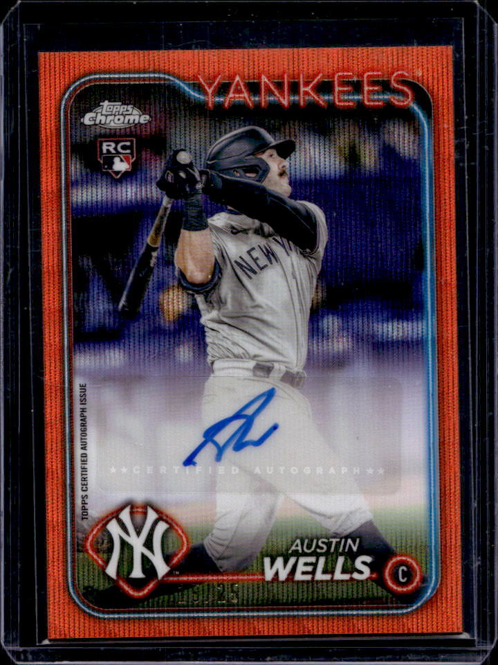 2024 Topps Chrome Update Austin Wells Auto Orange Wave Refractor RC #18/25