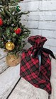 Multipurpose Reusable Fabric Gift Bag, New, Handmade USA, Medium Red/Green Plaid